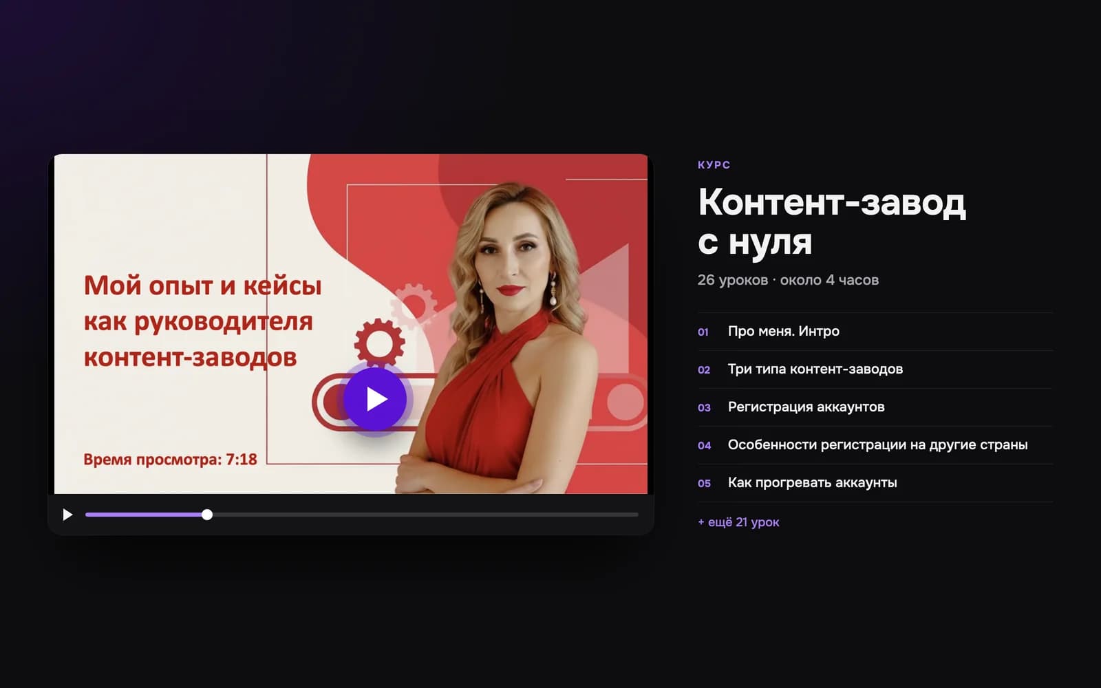 Content factory course: 26 lessons
